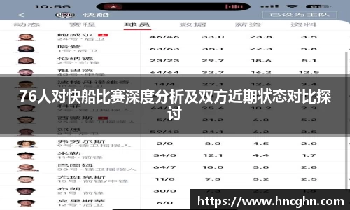 76人对快船比赛深度分析及双方近期状态对比探讨