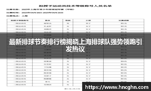 最新排球节奏排行榜揭晓上海排球队强势领跑引发热议